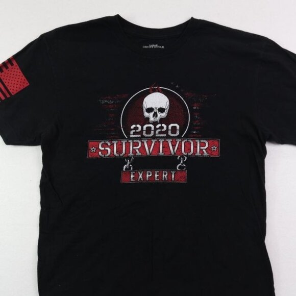 Grunt Style Shirt Mens Large Black Short Sleeve 2020 Survivor Expert Skull Fire - Picture 1 of 5